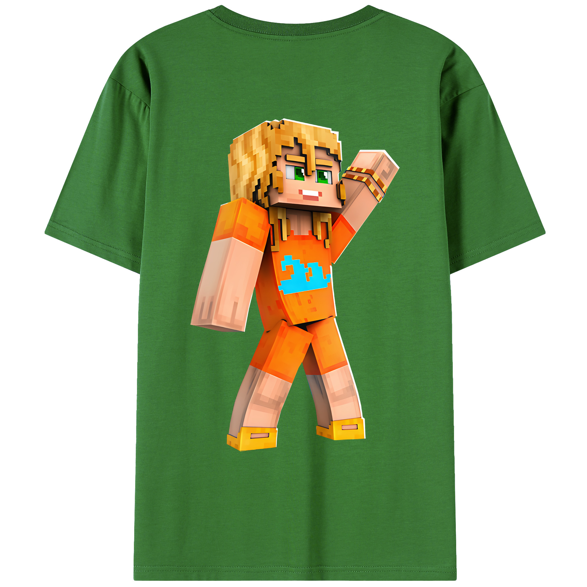 （画像用） マインクラフト ブロックの世界 Minecraft MC Block world レディース半袖Tシャツ(バックプリント)